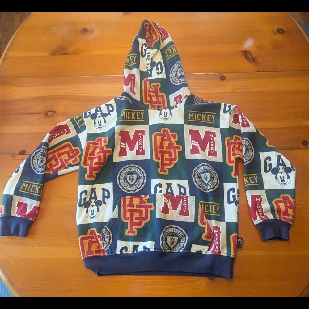 Gap × Disney Kids VintageSoft Mickey Mouse Logo Hoodie XL Varsity Academia